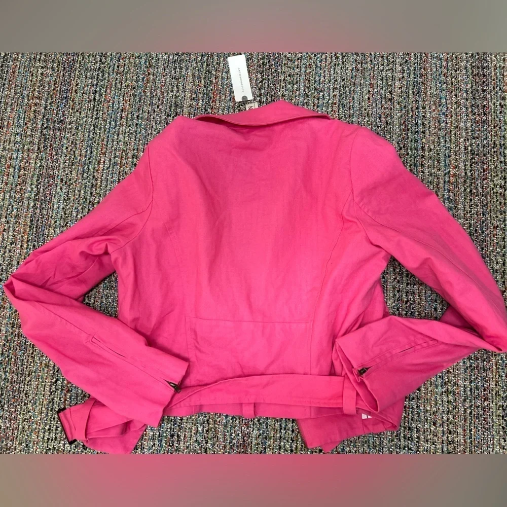 Anthropologie DOLAN Pink Linen Moto Jacket - Picture 6 of 11
